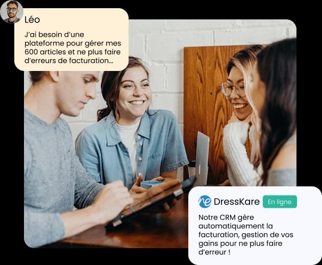 Vendeuse utilisant le CRM DressKare