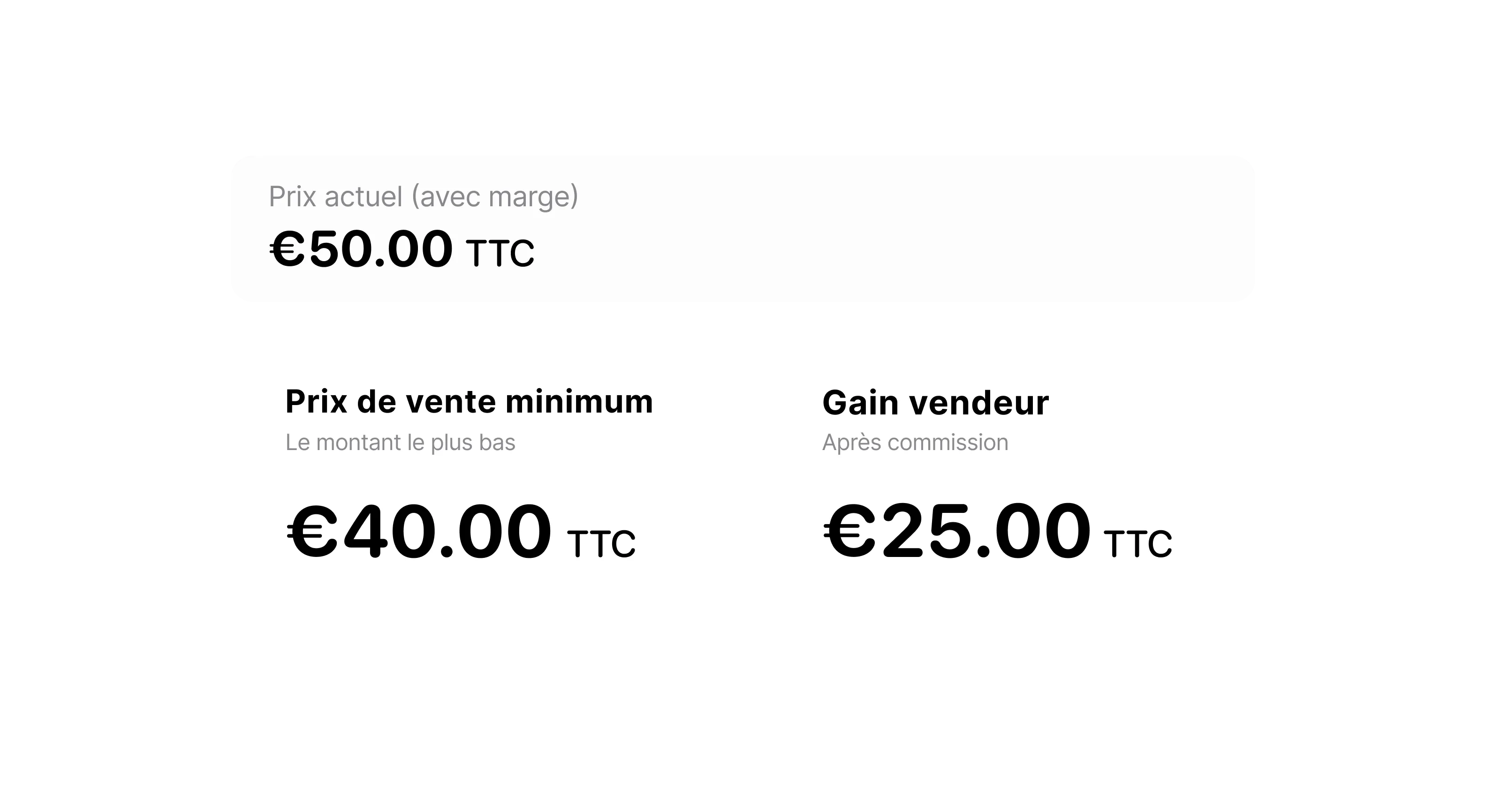 Prix de vente et gain du vendeur calculés dans DressKare