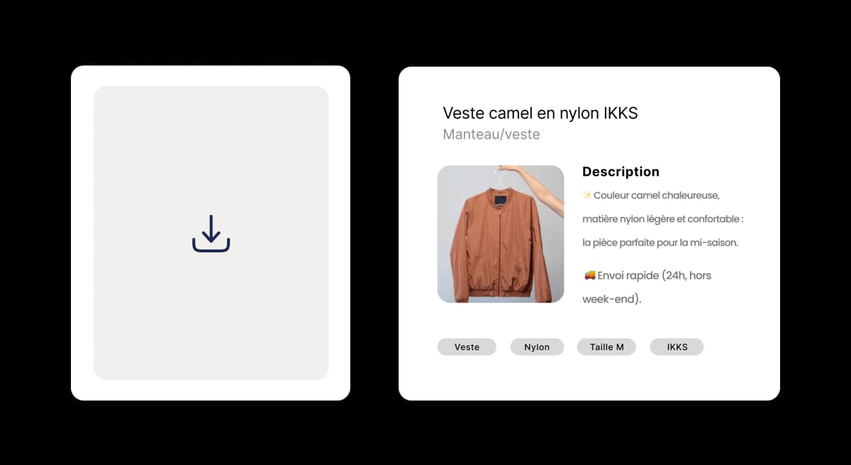 Fiche produit automatisée par l'IA DressKare